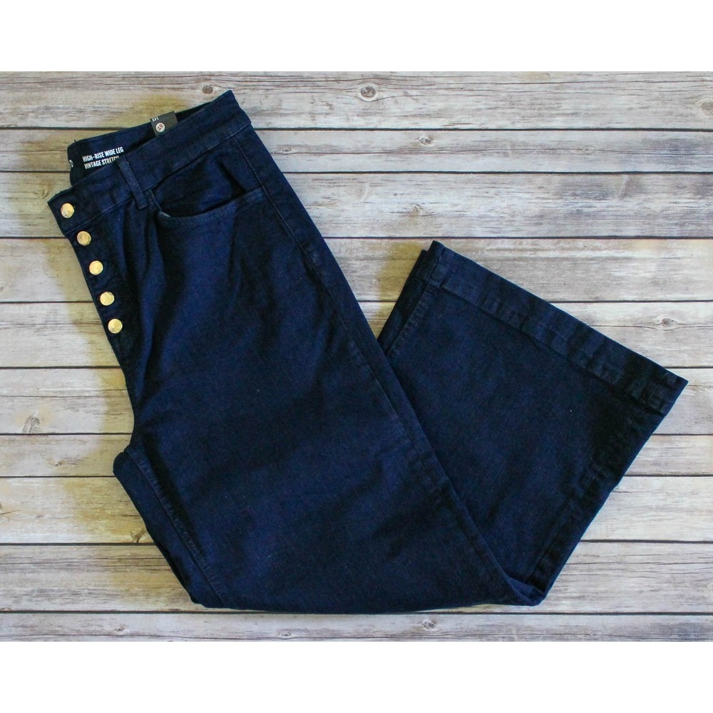 Torrid Jeans 14 Short High Rise Wide Leg Dark Wash Stretch Vintage Button Fly
